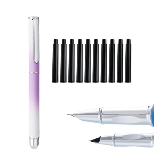 Löschbares Füllfederhalter-Set, 0,38 mm Spitze mit 10 blau-schwarzen Tintenminen, bunter Füllfederhalter, Geschenk-Set für Männer und Frauen, Profis, Führungskräfte, Büro, schöne Stifte (schwarze Löschbares Füllfederhalter-Set, 0,38 mm Spitze mit 10 blau-schwarzen Tintenminen, bunter Füllfederhalter, Geschenk-Set für Männer und Frauen, Profis, Führungskräfte, Büro, schöne Stifte (schwarze von MROOFUL