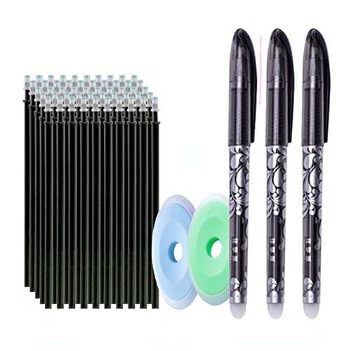 MROOFUL 55 Stück/Lot Magic radierbare Stifte Nachfüllstift Stab Bär Katze radierbar Gel Stift Set Waschbarer Griff 0,5 mm löschbare Tinte Stift Schreibwaren (schwarz) von MROOFUL