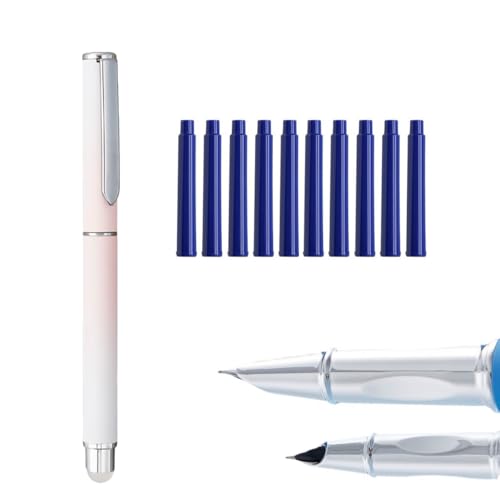 MROOFUL Löschbares Füllfederhalter-Set, 0,38 mm Spitze mit 10 Stück blau-schwarzer Tinte, bunter Füllfederhalter, Geschenk-Set für Männer und Frauen, Profis, Führungskräfte, Büro, schöne Stifte (blaue von MROOFUL