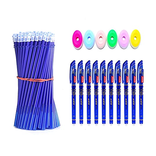 Packung mit 116 Kugelschreiberminen, radierbar, blaue Tinte, schwarz, rot, 0,5 mm, Reibung, ersetzen Sie die Nachfüllsets mit Radiergummis (blau) von MROOFUL