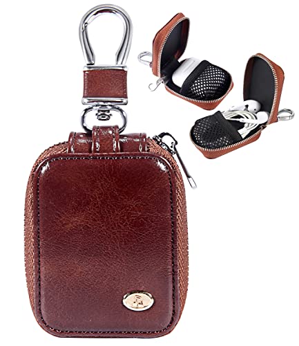 MRPLUM Schutzhülle für Kopfhörer, kompatibel mit AirPods, PU-Leder, Harte tragbare Tragetasche, schützende Aufbewahrungstasche mit Netztasche und Schlüsselanhänger, für kabellose Kopfhörer, USB-Kabel von MRPLUM