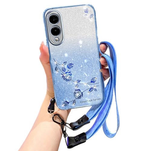 MRRSIWEI Crossbody-Schutzhülle für Galaxy S25 Edge (nicht S25), luxuriös, glitzernde Blume, mit Umhängeband, für Damen und Mädchen, stoßfest, niedliche Schutzhülle für Samsung S25 Edge. Diamantblume von MRRSIWEI