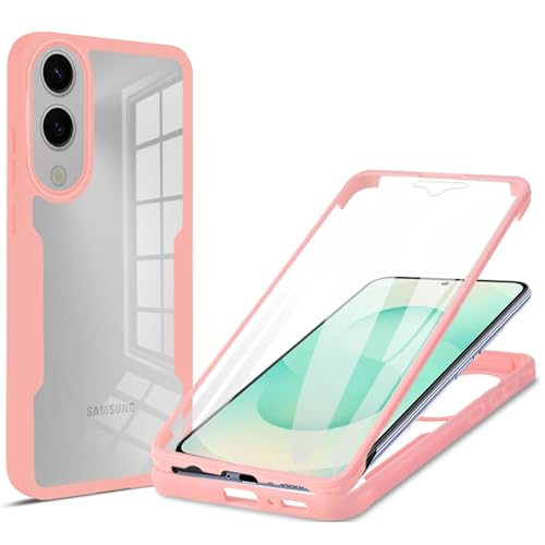 MRRSIWEI Schutzhülle für Samsung Galaxy S25 Edge (nicht S25), integrierter Displayschutz, stoßfest, 360° Rundumschutz, transparent, robust, für Galaxy S25 Edge, Rosa von MRRSIWEI