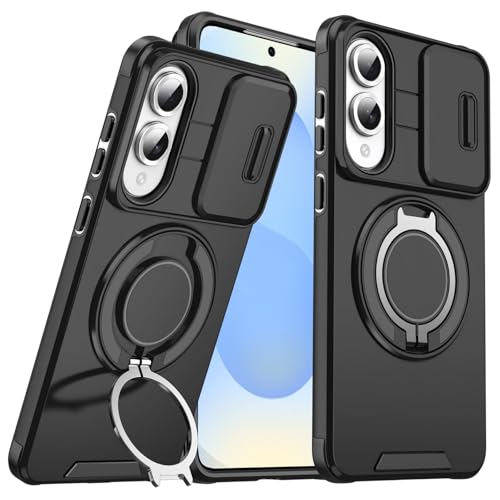 MRRSIWEI Schutzhülle für Samsung Galaxy S25 Edge (nicht S25) mit Schiebe-Kamera-Abdeckung, Fallschutz in Militärqualität, strapazierfähig, stoßfest, mit 360° drehbarem Ständer, Schutzhülle für Galaxy von MRRSIWEI