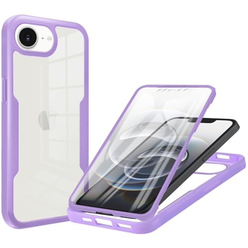 MRRSIWEI Schutzhülle für iPhone 16e (nicht 16), integrierter Displayschutz, stoßfest, militärische Qualität, 360° Rundumschutz, transparent, robust, Violett von MRRSIWEI