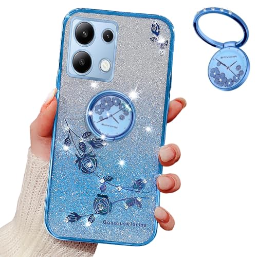 MRRSIWEI Xiaomi Redmi Note 13 Pro 5G Hülle für Mädchen, Luxus Plating Bling Glitter Sparkle Flowers Shockproof Case with Ring Stand for Xiaomi Redmi Note 13 Pro 5G / Poco X6 5G.Flowers Blue MRRSIWEI Xiaomi Redmi Note 13 Pro 5G Hülle für Mädchen, Luxus Plating Bling Glitter Sparkle Flowers Shockproof Case with Ring Stand for Xiaomi Redmi Note 13 Pro 5G / Poco X6 5G.Flowers Blue von MRRSIWEI