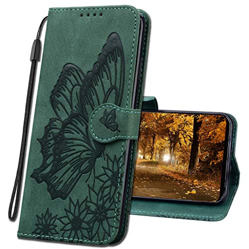 MRSTER Handyhülle für Galaxy S20 FE 5G, Leder hülle für Samsung S20 FE Flip Geldbörse Schutzhülle mit Kreditkarten, Ständer, Magnetverschluss für Samsung Galaxy S20 FE (4G / 5G). CY2 Butterfly Green von MRSTER