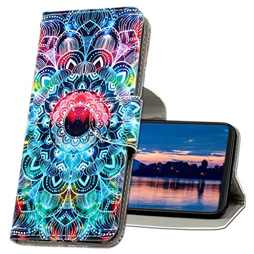 MRSTER Handyhülle für Samsung Galaxy A70 Hülle Leder Flip Handyhülle Schutzhülle Tasche Case mit Kartenfach Standfunktion Magnetverschluss für Samsung Galaxy A70. XC1 Mandala von MRSTER