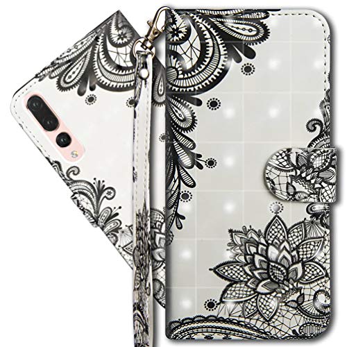 MRSTER Huawei P20 Pro Handytasche, Leder Schutzhülle Brieftasche Hülle Flip Case 3D Muster Cover mit Kartenfach Magnet Tasche Handyhüllen für Huawei P20 Pro. YX 3D - Lace Flower von MRSTER