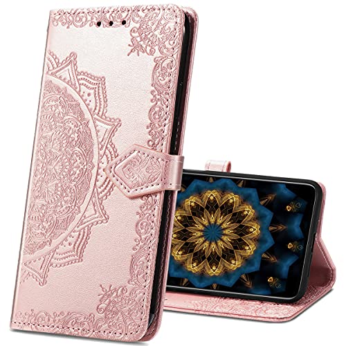 MRSTER Huawei P30 Pro Hülle, Premium Leder Tasche Flip Wallet Case [Standfunktion] [Kartenfächern] PU-Leder Schutzhülle Brieftasche Handyhülle für Huawei P30 Pro. SD Mandala Rose von MRSTER