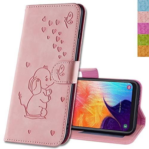 MRSTER Huawei P30 Pro Hülle Flip Case Lederhülle Schutzhülle Klapphülle Leder Handytasche Dünn Handy Schutzhülle Tasche Cover Geldbörse Etui für Huawei P30 Pro. RZ Elephant Pink von MRSTER