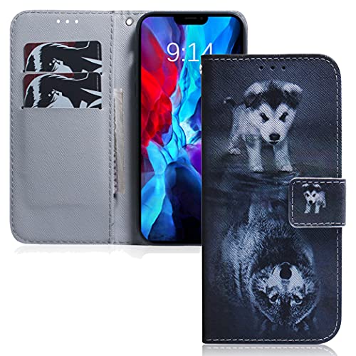 MRSTER Huawei P30 Pro Hülle Leder, Langlebig Leichtes Klassisches Design Flip Wallet Case PU-Leder Schutzhülle Brieftasche Handyhülle für Huawei P30 Pro. EF PU- Wolf Dog von MRSTER