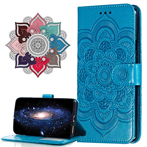 MRSTER Hülle Kompatibel mit Nokia 5.3, Premium Leder Flip Schutzhülle [Standfunktion] [Kartenfächern] PU-Leder Schutzhülle Brieftasche Handyhülle für Nokia 5.3. LD Mandala Blue von MRSTER