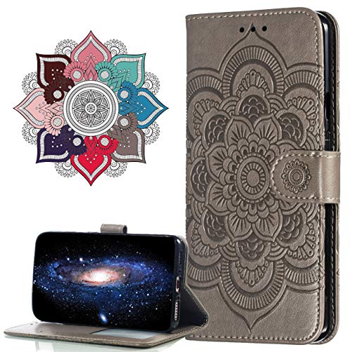 MRSTER Hülle Kompatibel mit iPhone 11 Pro, Premium Leder Flip Schutzhülle [Standfunktion] [Kartenfächern] PU-Leder Schutzhülle Brieftasche Handyhülle für Apple iPhone 11 Pro 5.8". LD Mandala Grey von MRSTER