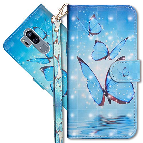 MRSTER LG G7 ThinQ Handytasche, Leder Schutzhülle Brieftasche Hülle Flip Case 3D Muster Cover mit Kartenfach Magnet Tasche Handyhüllen für LG G7 ThinQ. YX 3D - Butterfly Spring von MRSTER