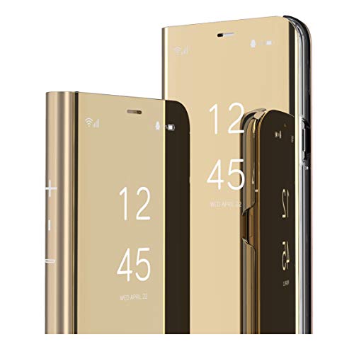 MRSTER LG Velvet 5G Hülle Clear View Standing Cover, Spiegel Handyhülle Schutzhülle Flip Case Schutz Tasche mit Standfunktion 360 Grad hülle für LG Velvet 5G. Flip Mirror: Gold von MRSTER