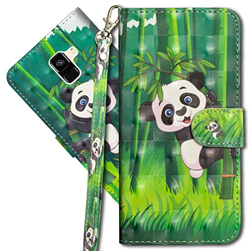 MRSTER Samsung A6 2018 Handytasche, Leder Schutzhülle Brieftasche Hülle Flip Case 3D Muster Cover mit Kartenfach Magnet Tasche Handyhüllen für Samsung Galaxy A6 2018. YX 3D - Panda Bamboo von MRSTER