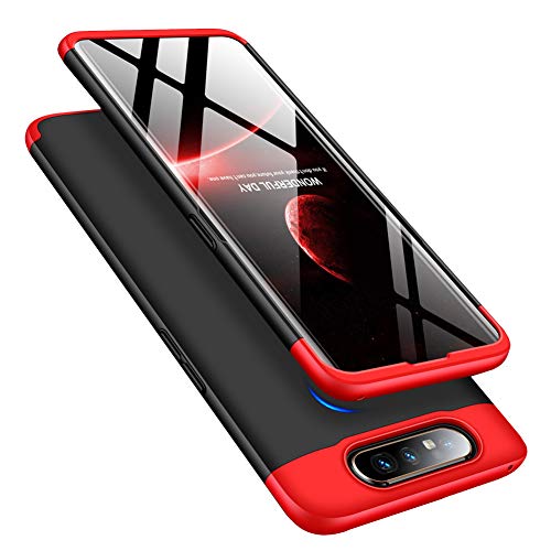 MRSTER Samsung A80 Hülle 360 Full Body Schutz Schutzhülle Anti-Kratzer Stoßfest Ultra Dünn Hart PC Bumper Handyhülle Kompatibel mit Samsung Galaxy A80 / A90. 3 in 1- Red + Black von MRSTER