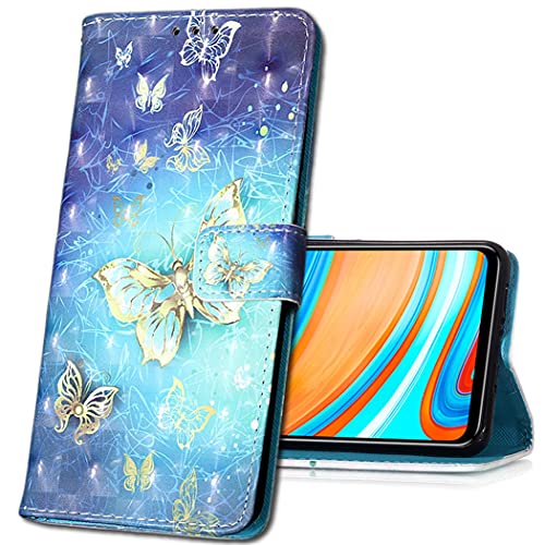 MRSTER Samsung Galaxy A10 Handytasche, Leder Schutzhülle Brieftasche Hülle Flip Case 3D Muster Cover Stylish PU Tasche Schutzhülle Handyhüllen für Samsung Galaxy A10. YB Gold Butterfly von MRSTER