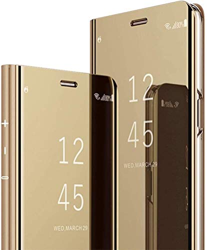MRSTER Samsung Galaxy S21 Spiegel-Schutzhülle mit Klappdeckel, Spiegel Smart View Standing 360 ° Schutzhülle für Samsung Galaxy S21 5G, Flip Mirror: Gold von MRSTER