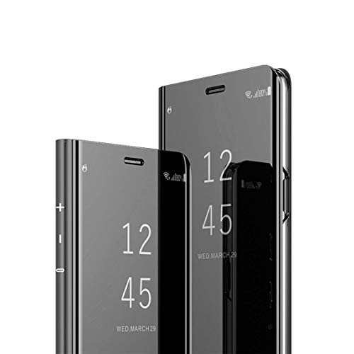 MRSTER Samsung S9 Hülle Clear View Standing Cover, Spiegel Handyhülle Schutzhülle Flip Case Schutz Tasche mit Standfunktion 360 Grad hülle für das Samsung Galaxy S9. Flip Mirror: Black von MRSTER