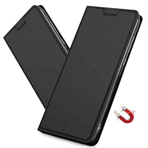 MRSTER Xiaomi Redmi 8A Hülle, Xiaomi Redmi 8A Tasche Leder Schutzhülle, Handyhülle mit Magnetverschluss, Standfunktion und Kartenfach für Xiaomi Redmi 8A. DT Black von MRSTER