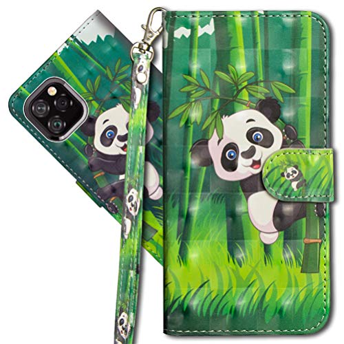 MRSTER iPhone 11 Handytasche, Leder Schutzhülle Brieftasche Hülle Flip Case 3D Muster Cover mit Kartenfach Magnet Tasche Handyhüllen für Apple iPhone 11 6.1". YX 3D - Panda Bamboo von MRSTER