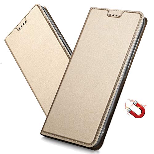 MRSTER iPhone 11 Hülle, iPhone 11 Tasche Leder Schutzhülle, Handyhülle mit Magnetverschluss, Standfunktion und Kartenfach für Apple iPhone 11. DT Gold von MRSTER