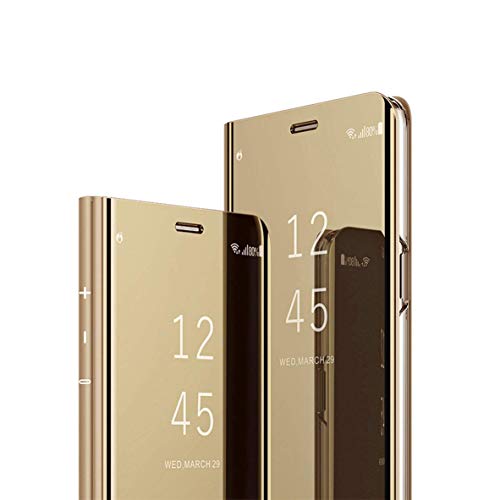 MRSTER iPhone 11 Spiegel-Schutzhülle mit Klappdeckel, Mirror Smart View Standing 360 ° Schutz, Schutzhülle für Apple iPhone 11 6,1 Zoll 2019, Flip Mirror: Gold von MRSTER