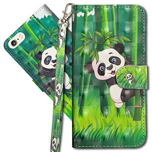 MRSTER iPhone 6 Handytasche, Leder Schutzhülle Brieftasche Hülle Flip Case 3D Muster Cover mit Kartenfach Magnet Tasche Handyhüllen für Apple iPhone 6 / iPhone 6S. YX 3D - Panda Bamboo von MRSTER