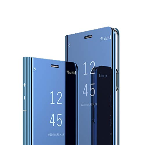 MRSTER iPhone 7 Hülle Clear View Standing Cover, Spiegel Handyhülle Schutzhülle Flip Case Schutz Tasche mit Standfunktion 360 Grad hülle für das Apple iPhone 8 / iPhone 7. Flip Mirror: Blue von MRSTER