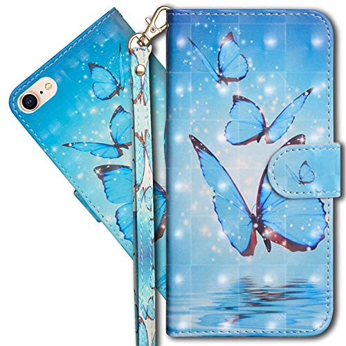 MRSTER iPhone SE Handytasche, Leder Schutzhülle Brieftasche Hülle Flip Case 3D Muster Cover mit Kartenfach Magnet Tasche Handyhüllen für Apple iPhone 5 5S SE. YX 3D - Butterfly Spring von MRSTER