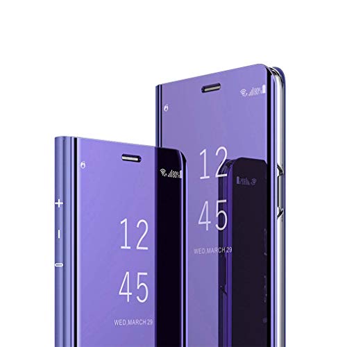 MRSTER iPhone X Hülle Clear View Standing Cover, Spiegel Handyhülle Schutzhülle Flip Case Schutz Tasche mit Standfunktion 360 Grad hülle für das Apple iPhone XS/iPhone X. Flip Mirror: Purple von MRSTER