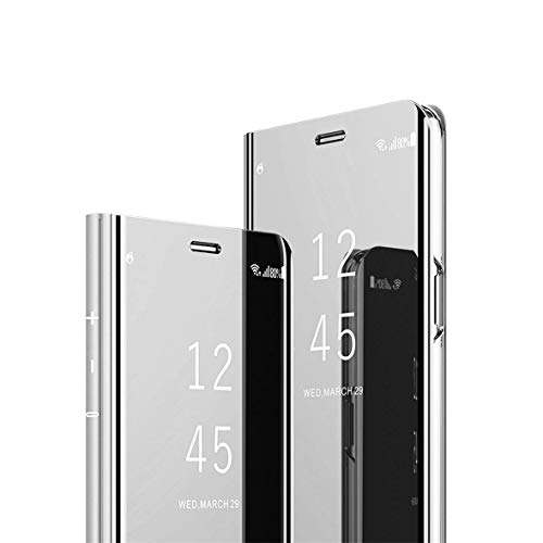 iPhone 11 Pro Hülle Clear View Standing Cover, Spiegel Handyhülle Schutzhülle Flip Case Schutz Tasche mit Standfunktion 360 Grad hülle für das Apple iPhone 11 Pro 5.8". Flip Mirror: Silver von MRSTER