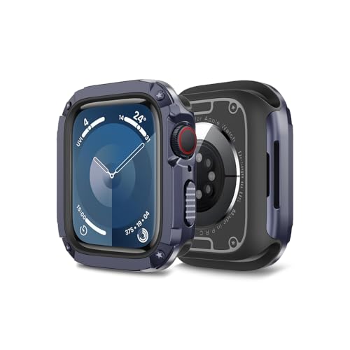 MRVOEBC 2 in 1 TPU und PC Hülle Kompatibel mit Apple Watch 49mm 45/44mm 41/40mm, Schutzhülle Kompatibel mit iWatch Ultra/Ultra 2 / Series 9/8/7/6/5/4/3/2/1/SE (Marine Blau, 45/44mm) von MRVOEBC