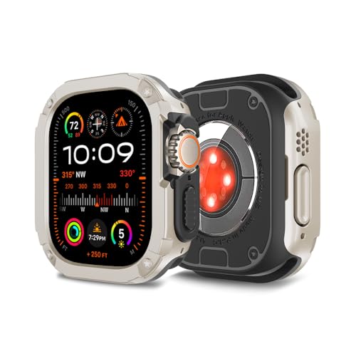 MRVOEBC 2 in 1 TPU und PC Hülle Kompatibel mit Apple Watch 49mm 45/44mm 41/40mm, Schutzhülle Kompatibel mit iWatch Ultra/Ultra 2 / Series 9/8/7/6/5/4/3/2/1/SE (Stern Licht, 49mm) von MRVOEBC