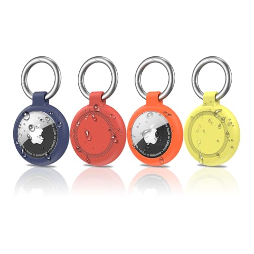 MRVOEBC 4 Stück Schlüsselanhänger Etui Kompatibel mit Apple AirTag, Schutzhülle wasserdichte Halterung zum Auffinden von Haustieren, Taschen, Kindern, Schlüsseln und Gepäck (Blau/Rot/Orange/Gelb) MRVOEBC 4 Stück Schlüsselanhänger Etui Kompatibel mit Apple AirTag, Schutzhülle wasserdichte Halterung zum Auffinden von Haustieren, Taschen, Kindern, Schlüsseln und Gepäck (Blau/Rot/Orange/Gelb) von MRVOEBC