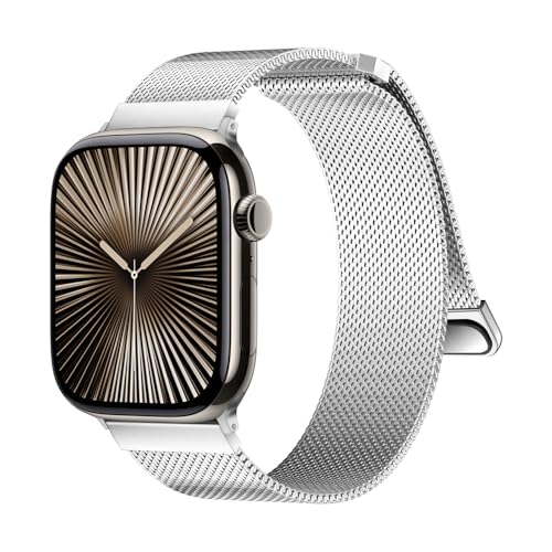 MRVOEBC Edelstahl Armband Kompatibel mit Apple Watch Ultra 49mm 46mm 45mm 44mm 42mm 41mm 40mm 38mm, Magnetisch Ersatzarmbänder Kompatibel mit iWatch Series 10/9/8/7/6/5/4/3/2/1/SE von MRVOEBC