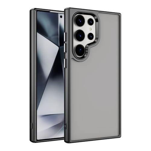 MRVOEBC Matt Hülle Kompatibel mit Samsung Galaxy S24 Ultra 5G, Durchscheinende Rückseite Schutzhülle, Anti-Kratzen und Anti-Fingerabdruck Handyhülle (Schwarz) von MRVOEBC