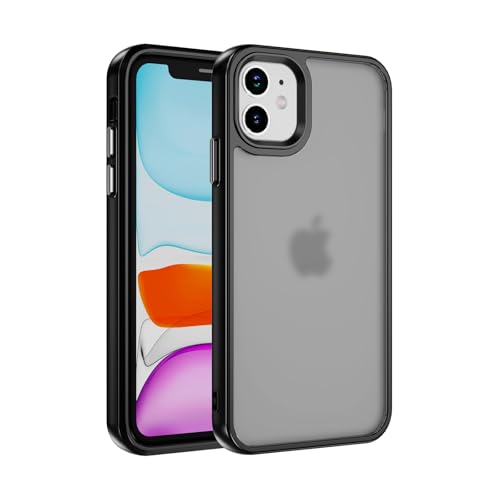 MRVOEBC Matt Hülle Kompatibel mit iPhone 11, Durchscheinende Rückseite Schutzhülle, Anti-Kratzen und Anti-Fingerabdruck Handyhülle (Schwarz) von MRVOEBC