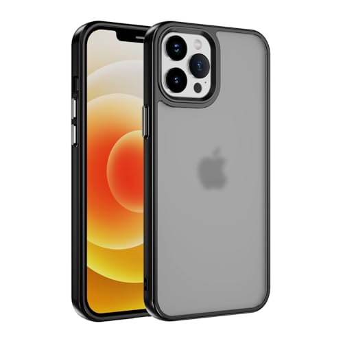 MRVOEBC Matt Hülle Kompatibel mit iPhone 12 Pro, Durchscheinende Rückseite Schutzhülle, Anti-Kratzen und Anti-Fingerabdruck Handyhülle (Schwarz) von MRVOEBC