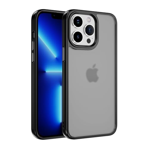 MRVOEBC Matt Hülle Kompatibel mit iPhone 13 Pro Max, Durchscheinende Rückseite Schutzhülle, Anti-Kratzen und Anti-Fingerabdruck Handyhülle (Schwarz) von MRVOEBC