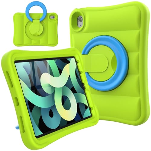 MRWHO Kinder-Schutzhülle für iPad Air 5. / 4. Generation 27,7 cm (11 Zoll), robust, leicht, flexibel, stoßfest, Standgriff, für Mädchen und Jungen, für Apple iPad Air 5 4 Gen 2020/2022, Grün von MRWHO