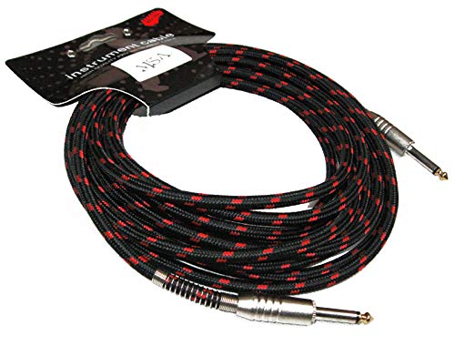 MSA 6M INSTRUMENTENKABEL - GITARREN KABEL - GOLDTIP - SCHWARZ-ROT - 6.3 - TWEED STOFF von MSA Musikinstrumente