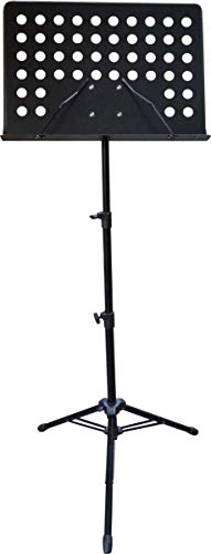 NOTENPULT NOTENSTÄNDER SCHWARZ - GROßE AUFLAGE - LOCHPLATTE - 2-FACH HÖHENVERSTELLBAR VON 60cm - 124cm von MSA Musikinstrumente