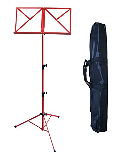 NOTENSTÄNDER + TASCHE - NOTENPULT - ROT - GROßE AUFLAGE - STABIL - HÖHENVERSTELLBAR VON 50cm - 125cm von MSA