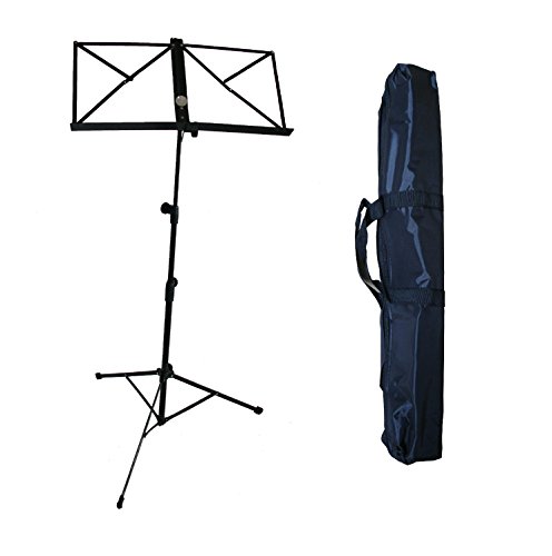 NOTENSTÄNDER + TASCHE - NOTENPULT - SCHWARZ - GROßE AUFLAGE - STABIL - HÖHENVERSTELLBAR VON 50cm - 125cm von MSA