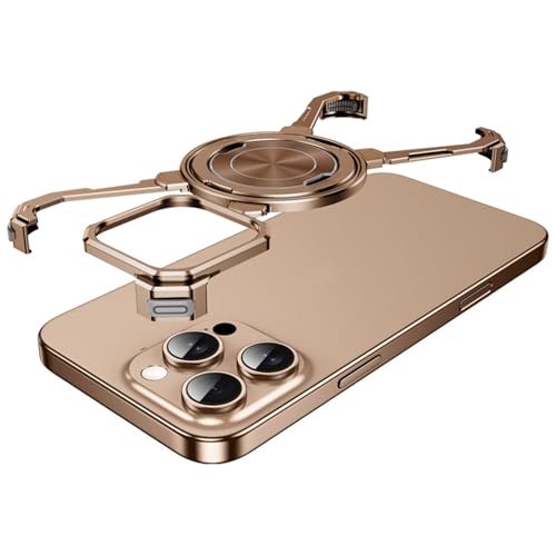 Hülle Für iPhone 16 Pro Max/16 Pro, Metall Magnetisches Ring Ständer Rahmenlos Handytasche Dünne Wärmeableitung Kratzfeste Hülle,Metallisch,16 Pro Max von MSBEAN
