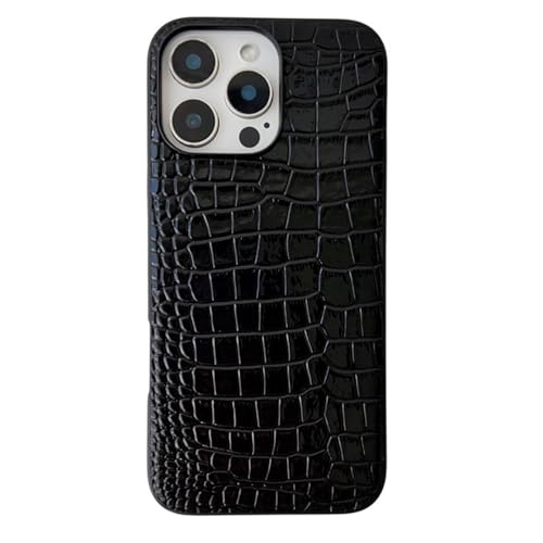 Hülle Für iPhone 16 Pro Max/16 Pro/16 Plus/16, Ultradünnes Leder Handyhülle Krokodilmuster Minimalistische Stossfest Schutzhülle,Schwarz,16 von MSBEAN