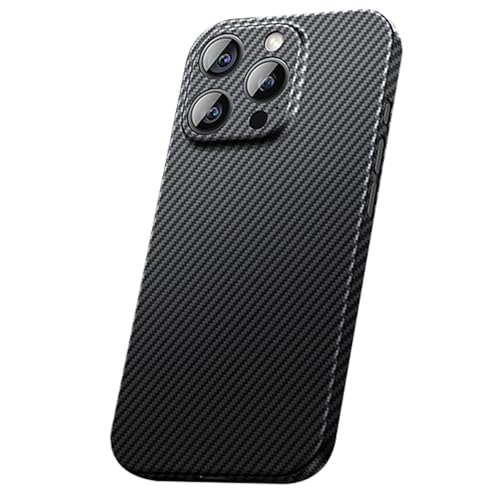 Ultradünne Handyhülle für iPhone 16 Pro Max/16 Pro/16 Plus/16, Kohlefaser Handytasche Magnetische Kabelloses Laden Stoßfeste Hülle,Schwarz,16 Pro Max von MSBEAN